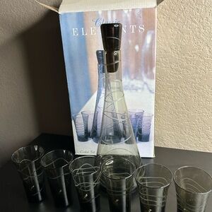 Classic Elements 7 Piece Etched Glass Cordial Liquor Home Bar Set in Box